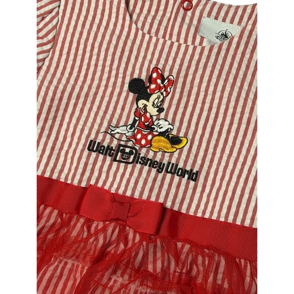 Disney Parks Minnie Mouse 12‑18M Red White Striped Ruffle Tutu Dress Girls - Picture 4 of 10